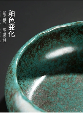 创意中式粗陶烟灰缸大码 家用客厅桌面多功能垃圾收纳茶渣废水缸