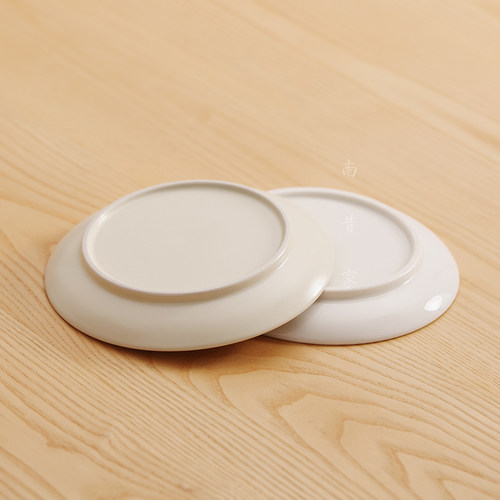 景德镇白瓷骨碟家用日式平底加热盘子哑光白色甜品盘手工餐具南昔 - 图2