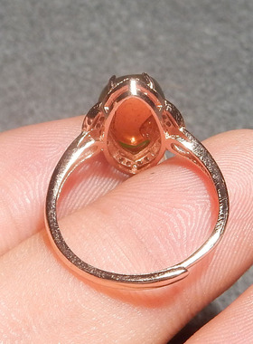 2.3g俄罗斯冰底猫眼碧玉925银女士戒指X