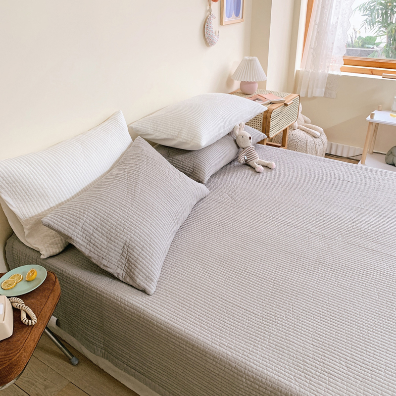 【质+】博主种草好货|ins韩国外贸水洗全棉床盖加厚绗缝纯棉床单 - 图0