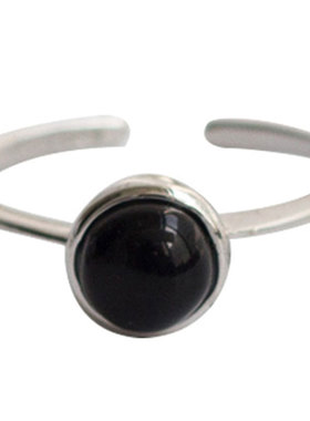 韩国黑玛瑙开口复古链条戒指环