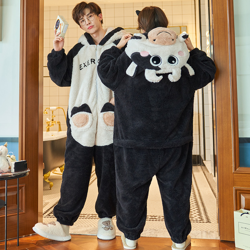 冬季情侣珊瑚绒连体衣可爱男睡衣 优乐尼睡衣/家居服套装