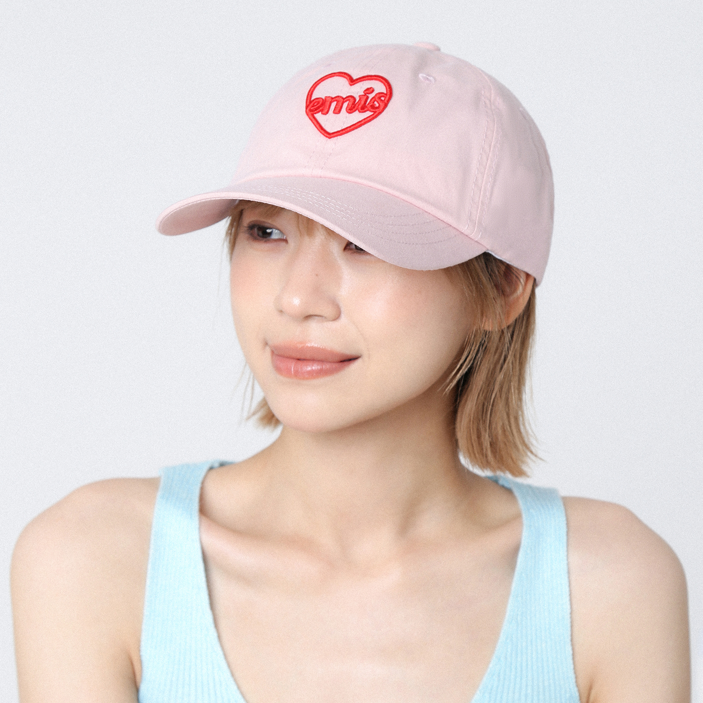 红色爱心白色棒球帽女夏季新款百搭鸭舌帽防晒帽宽帽檐休闲鸭舌帽 - 图0