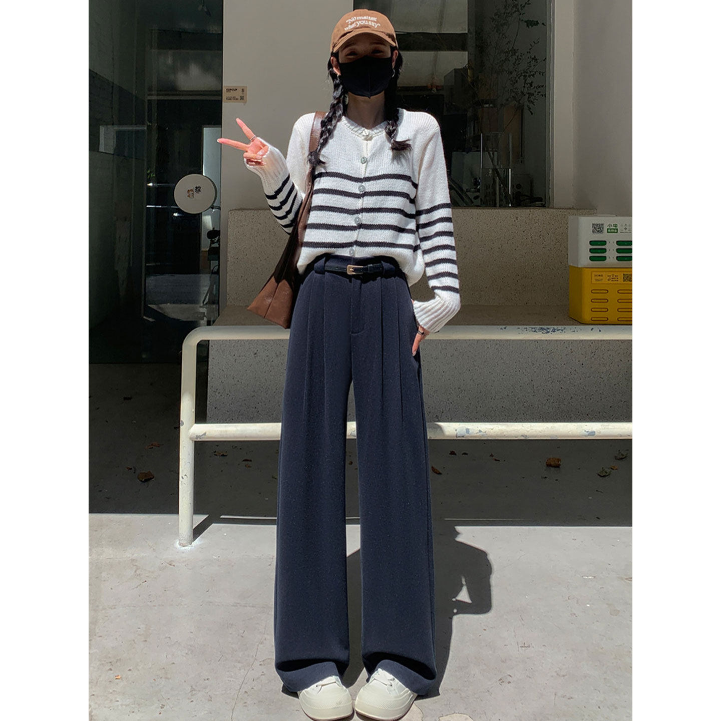 黑色毛呢阔腿西装裤女秋冬季高级高腰垂感小个子直筒拖地休闲裤子,淘宝优惠券,粉丝福利购,淘宝优惠卷