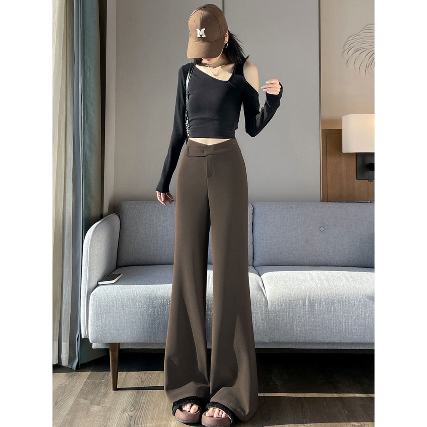 超火的黑色高腰休闲西装裤女秋冬新拖地裤垂感阔腿裤直筒裤子外穿,淘宝优惠券,粉丝福利购,淘宝优惠卷