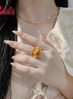 米勒珠宝女士黄金戒指牡丹花