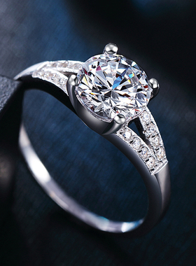 经典2克拉超仿真钻戒钻女纯银
