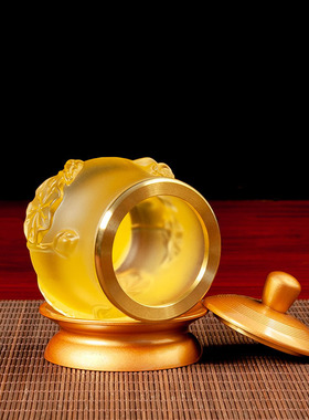 琉璃莲花圣水杯供水杯供佛杯纯铜家用佛前供奉净水杯小号莲花杯