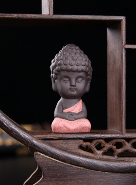 禅意小和尚博古架中式风家居装饰