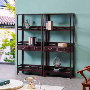贡艺名居红木家具 赞比亚血檀书架 实木中式书柜 明式书橱置物架