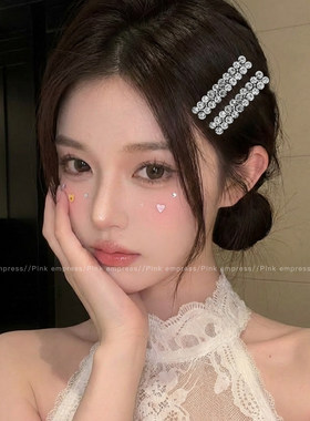 新款法式满钻发夹女高级感前额侧边刘海夹子碎发发卡bb夹发饰