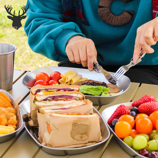 Camping food plate portable outdoor barbecue tableware