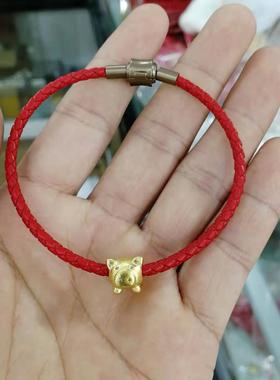 港版周家XL系列皮绳红色手链穿3D转运珠手绳DIY2 3 4 5mm情侣手链