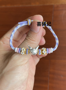 纯手工编织卡通库洛米纯银999 手绳闺女儿童送女友学生礼物手链