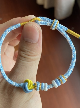 纯手工编织阿根廷队手绳diy可穿黄金足球饰品送闺蜜女友礼物手链