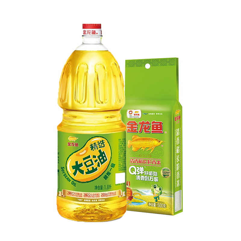 金龙鱼精选大豆油1.8L+清香稻长粒香500g 米油组合 家用米油 - 图3