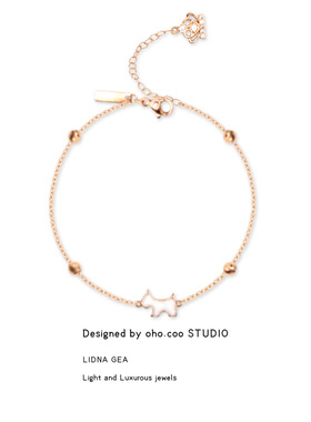 Oho coo 新加坡设计师品牌手链女小众设计高级轻奢红色小狗手串