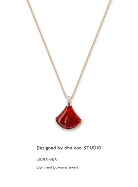 Oho coo 新加坡设计师品牌项链女生扇形贝母轻奢高级锁骨链吊坠