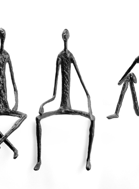 抽象极简铸铁黑人长腿雕塑吊脚坐姿人物摆件客厅电视柜玄关艺术品