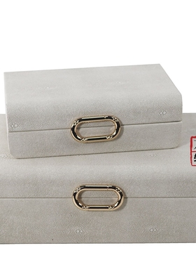 现代简约绒面收纳盒摆设样板房酒店轻奢衣帽间梳妆台首饰盒摆件