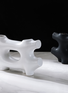 简约现代几何创意陶瓷摆件 轻奢极简样板间售楼软装花器饰品