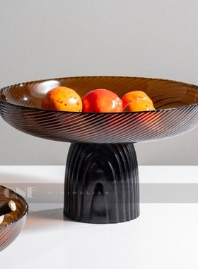 北欧轻奢琥珀双拼色玻璃果盘