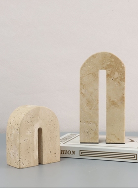 北欧简约大理石书档轻奢摆件