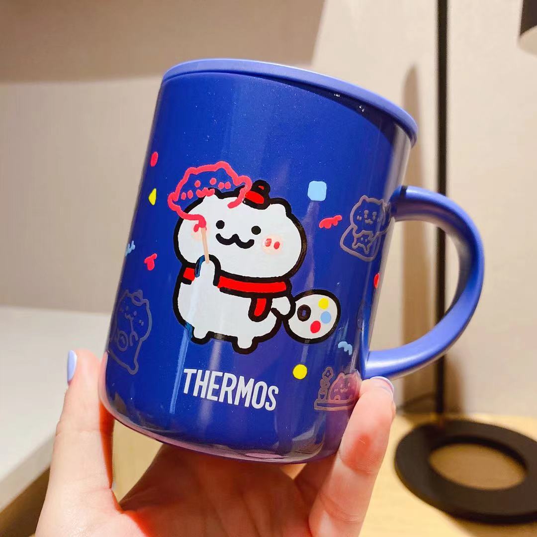 日本膳魔师thermos不锈钢保温马克杯带盖儿童牛奶杯咖啡杯喝水杯 - 图0