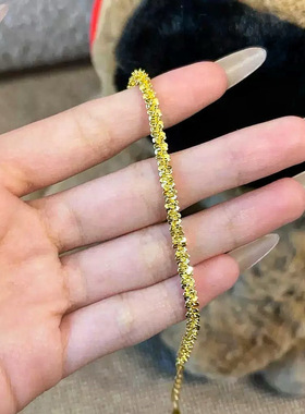 真金24K色满天星碎碎金手链女素链麻花波光粼粼爆闪高级手串手饰