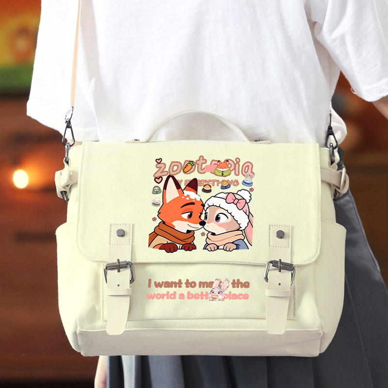 疯狂动物城周边兔朱迪尼克狐同人动漫可爱卡通斜挎单肩包帆布包女 - 图1
