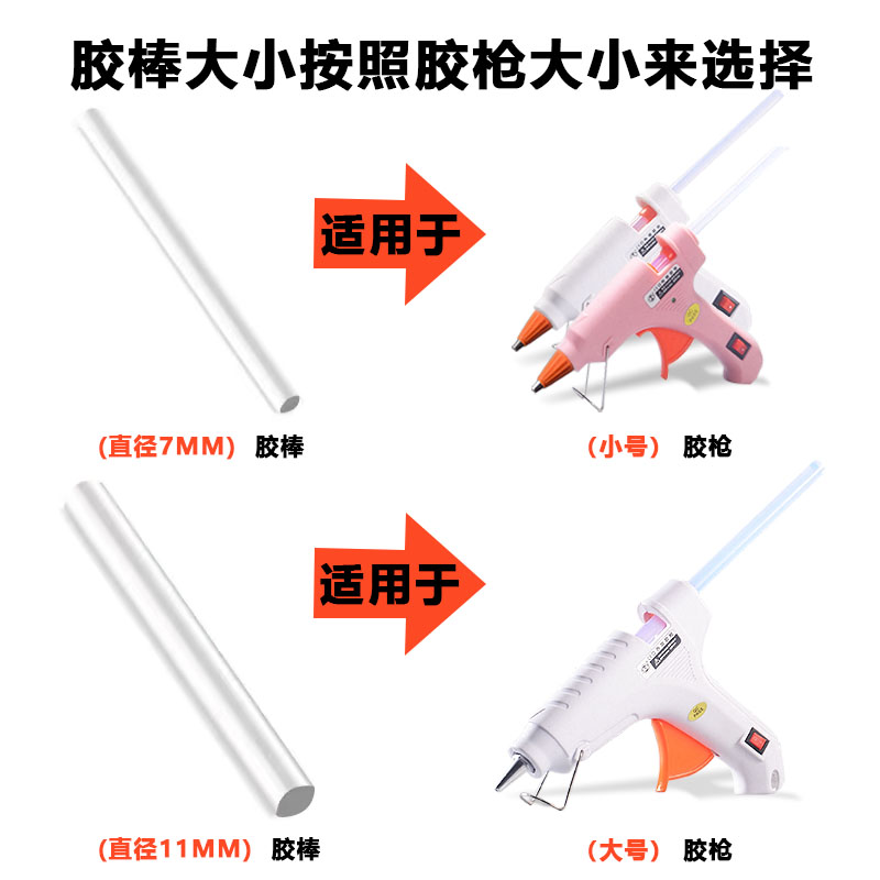 热熔胶枪手工制作电胶抢家用高粘热溶棒胶水条小号热熔胶棒7-11mm - 图3