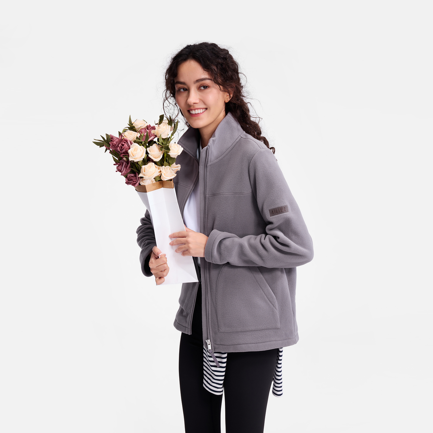 AIGLE艾高女士外套全拉链抓绒衣Polartec200上衣25年冬季新品BO99 - 图2