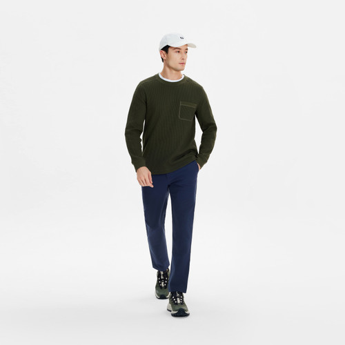 AIGLE艾高夏秋季新款简约圆领男士户外运动休闲长袖T恤法式上衣 - 图0