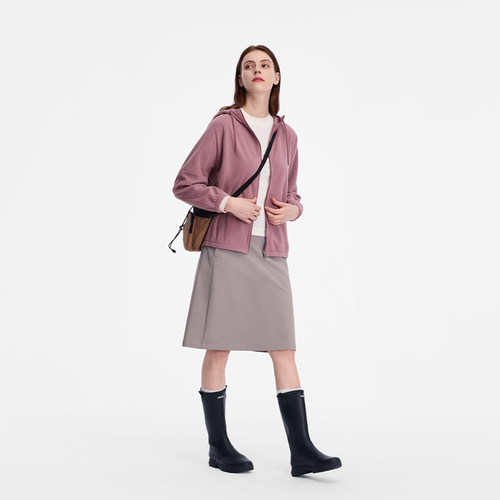 AIGLE艾高女士外套户外保暖全拉链抓绒衣连帽上衣25年冬季新品 - 图0