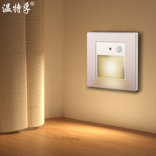 超薄嵌入式人体感应地脚灯86型过道走廊楼梯家用卧室氛围小夜灯 - 图0