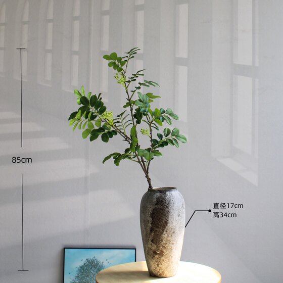 Simulated snowflake green plants, high-end light luxury living room, hotel shop, TV cabinet, B&B decorative ornaments, floor-standing fake plants