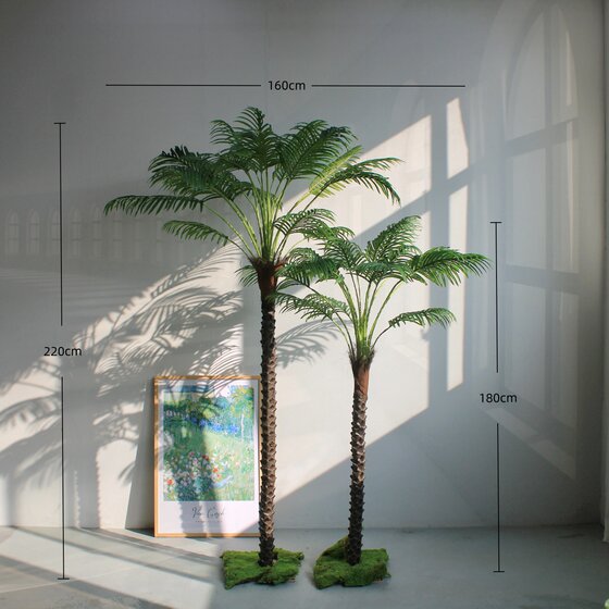 High-end simulated green plants, large coconut trees, loose-tailed sunflowers, landscape, commercial shop windows, conference room decoration trees