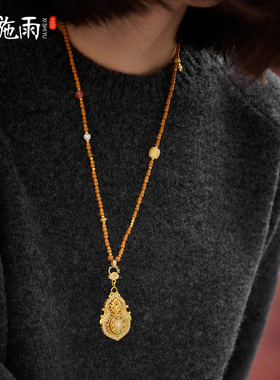 西施雨橄榄核小葫芦项链绳吊坠女