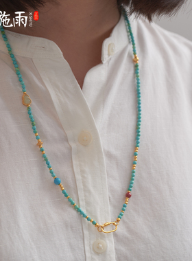 西施雨绿松长款毛衣链项链绳女