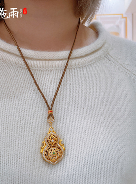 西施雨沙金人生四美葫芦项链女