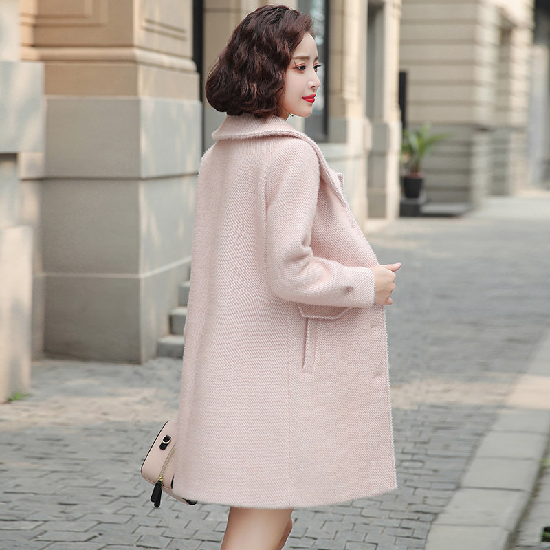 毛呢外套2020秋冬新款韩版中长款 晶彩格女装毛呢外套