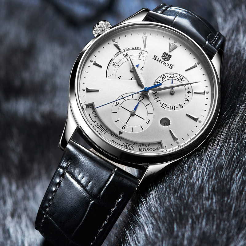 正品男士全自动皮带防水夜光机械表 威顿手表国产腕表