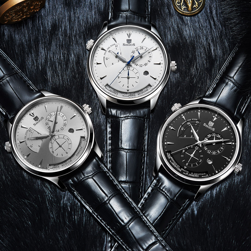 正品男士全自动皮带防水夜光机械表 威顿手表国产腕表