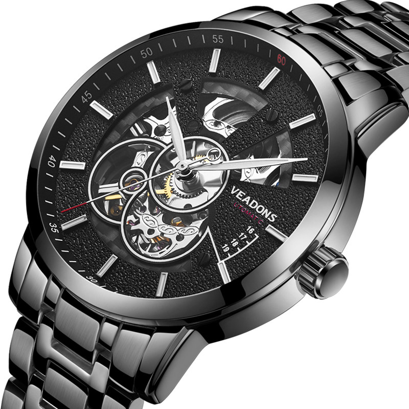 威顿全自动镂空男士防水时尚机械表 威顿手表国产腕表