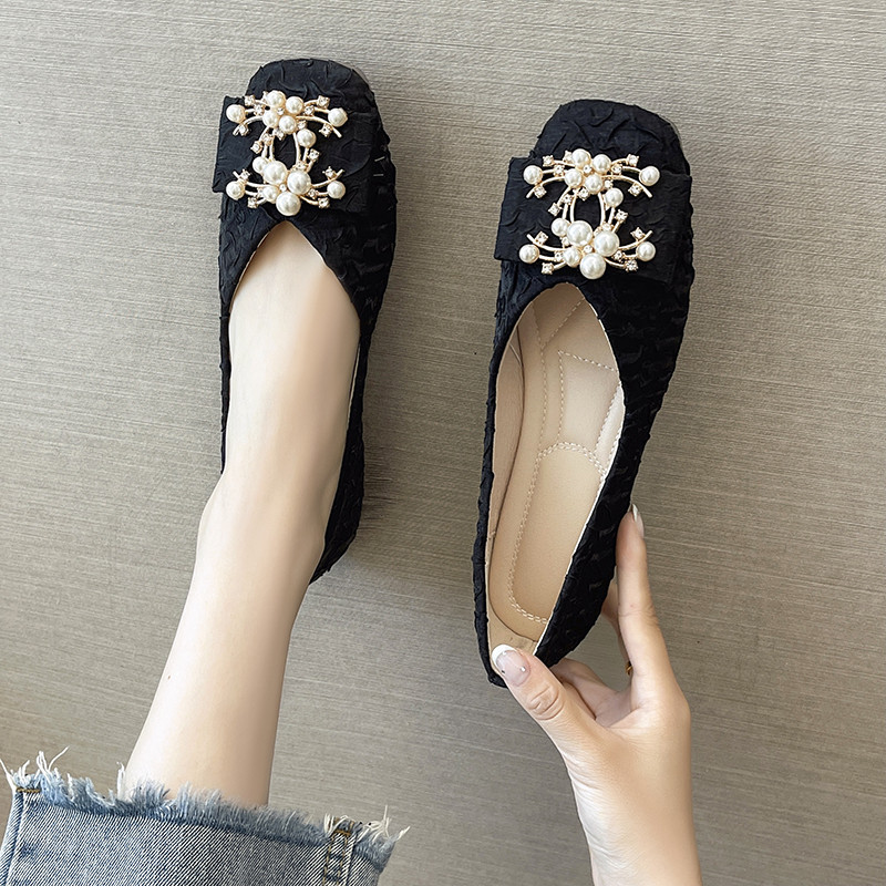 法式气质单鞋女春季一脚蹬软底豆豆鞋2026新款百搭浅口黑色平底鞋,淘宝优惠券,粉丝福利购,淘宝优惠卷