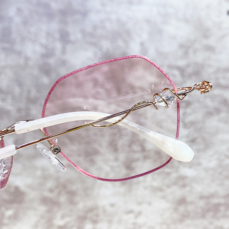 无框近视眼镜女生圆脸显瘦可配有度数抖音小红书钻石切边素颜框架 - 图0