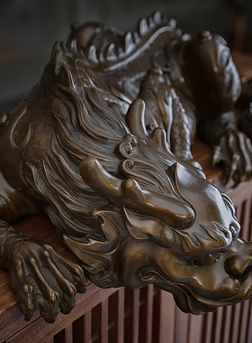 铜韵堂水麒麟摆件避水兽龙王蚣蝮客厅玄关镇水兽装饰乔迁新居礼物