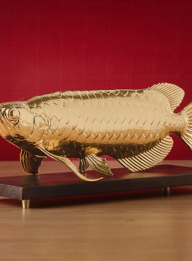 金龙鱼摆件贴真金年年有余锦鲤客厅电视柜办公桌装饰乔迁开业礼品