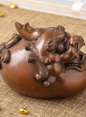 紫铜貔貅摆件办公室桌面装饰高档镇纸笔架文房用品文创伴手礼送人