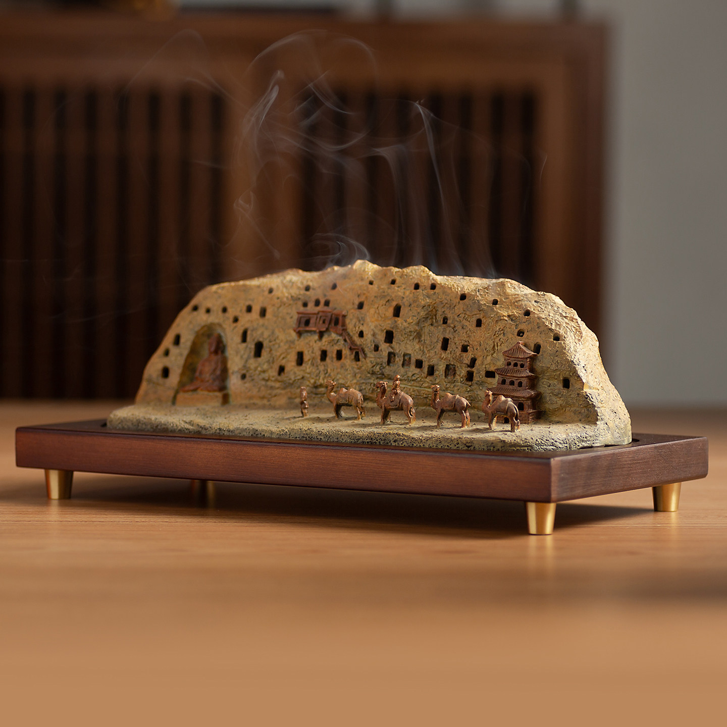 黄铜香炉丝绸之路摆件敦煌莫高窟文创中式茶道香熏炉办公桌装饰品,淘宝优惠券,粉丝福利购,淘宝优惠卷